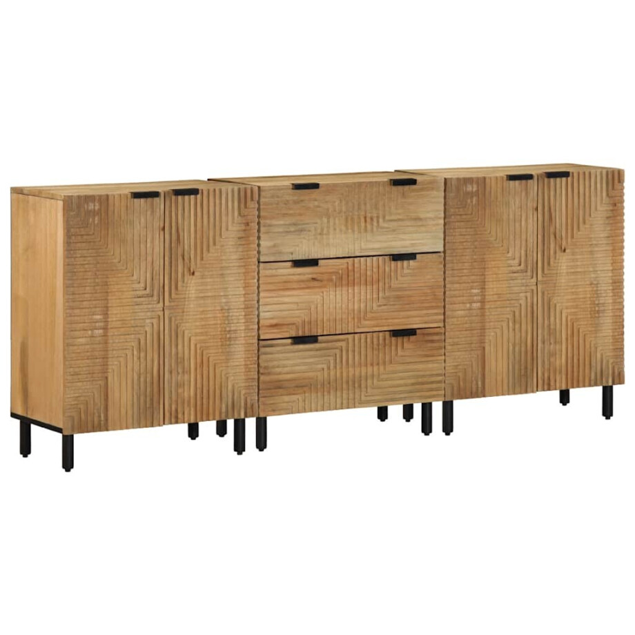 vidaXL 3-delige Dressoirs 60x33x75 cm massief mangohout bruin afbeelding 1