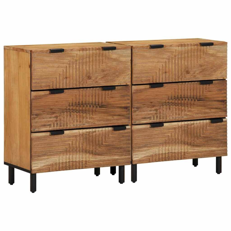 vidaXL Dressoir set 2 st 120 x 33 x 75 cm Massief Acaciahout afbeelding 1