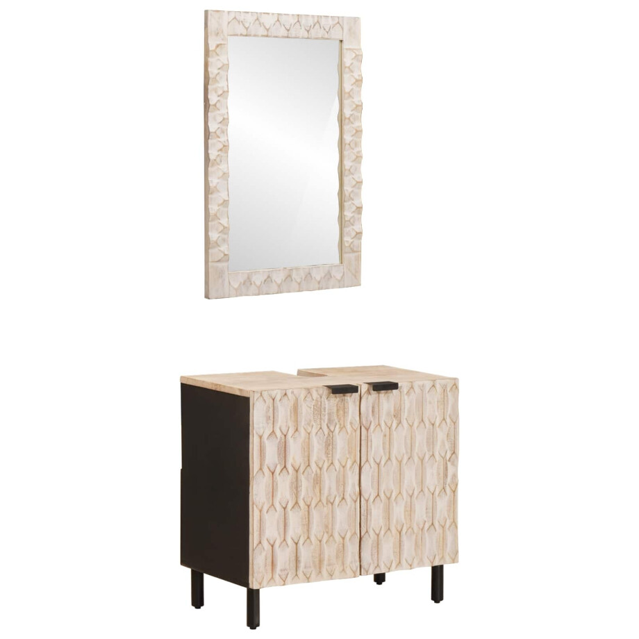 vidaXL Badkamer Sets met opslag Witte Was Afwerking Massief Mango Hout afbeelding 1