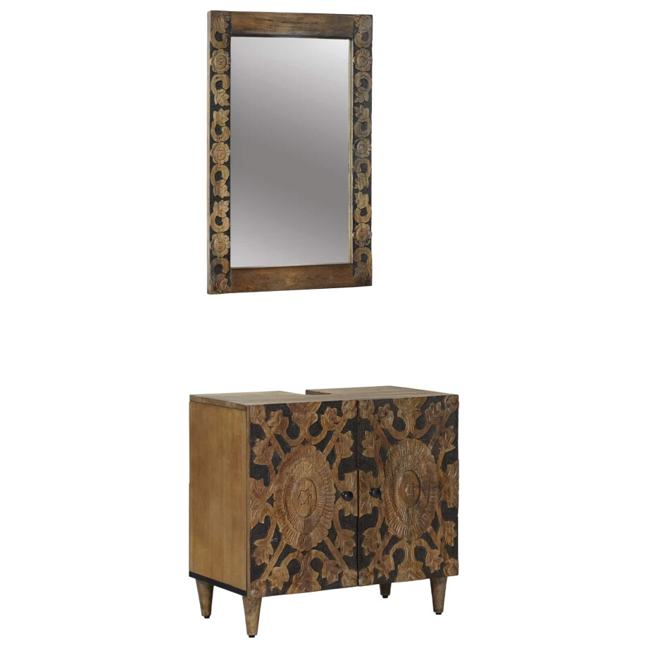 vidaXL Badkamermeubelset Wandgemonteerd 2 pcs Bruin Massief Mango Hout vidaXL Badkamermeubelset Wandgemonteerd 2 pcs Bruin Massief Mango Hout afbeelding 1