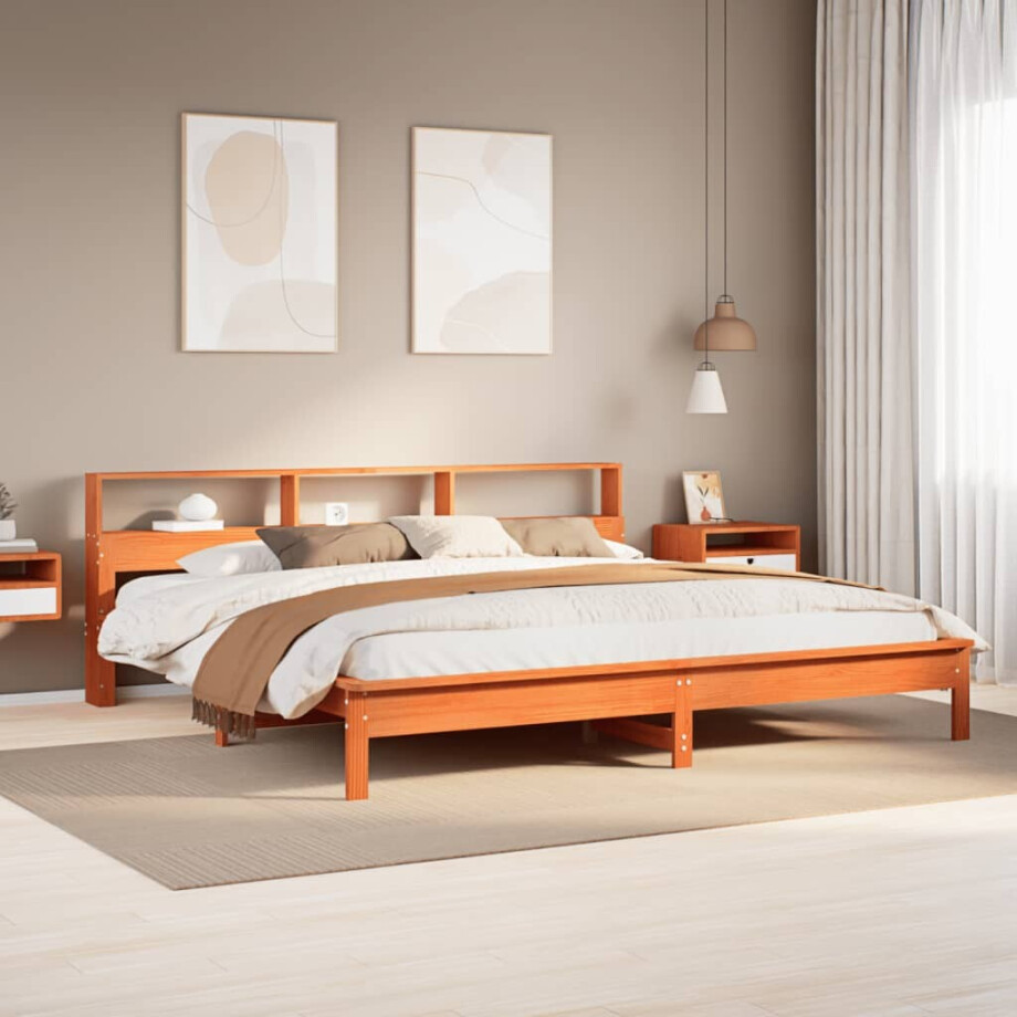vidaXL Bedframe zonder matras massief grenenhout wasbruin 180x200 cm afbeelding 1