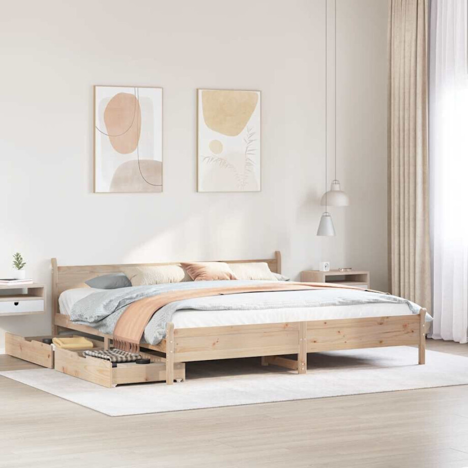 vidaXL Bedframe zonder matras massief grenenhout 180x200 cm afbeelding 1