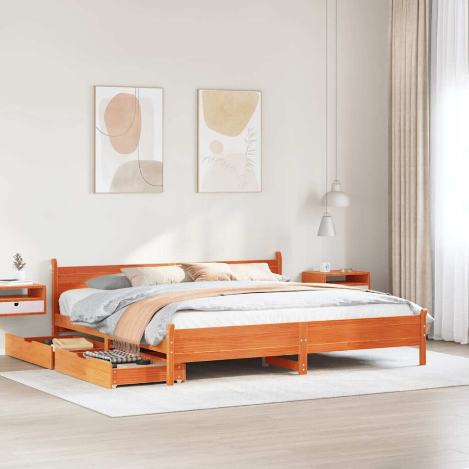 vidaXL Bedframe zonder matras massief grenenhout wasbruin 180x200 cm vidaXL Bedframe zonder matras massief grenenhout wasbruin 180x200 cm afbeelding 1