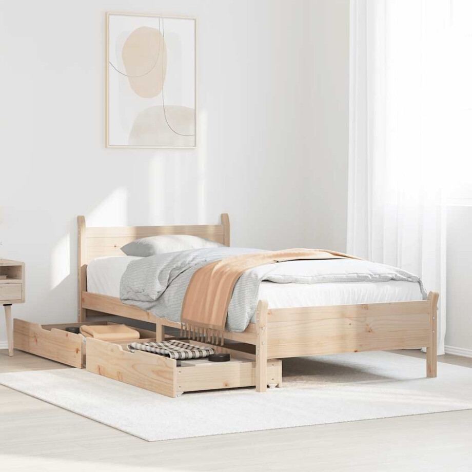 vidaXL Bedframe zonder matras massief grenenhout 90x200 cm afbeelding 1