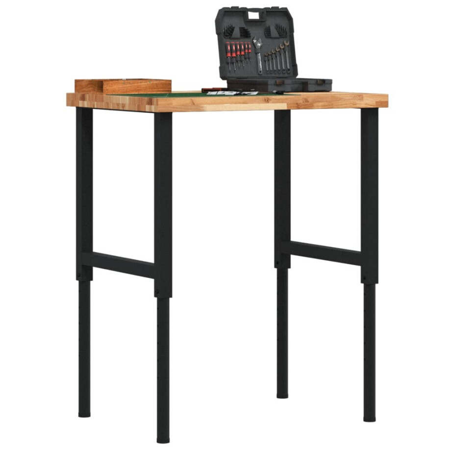 vidaXL Werkbank rechthoekig 80x60x(73-99,5) cm massief acaciahout afbeelding 1