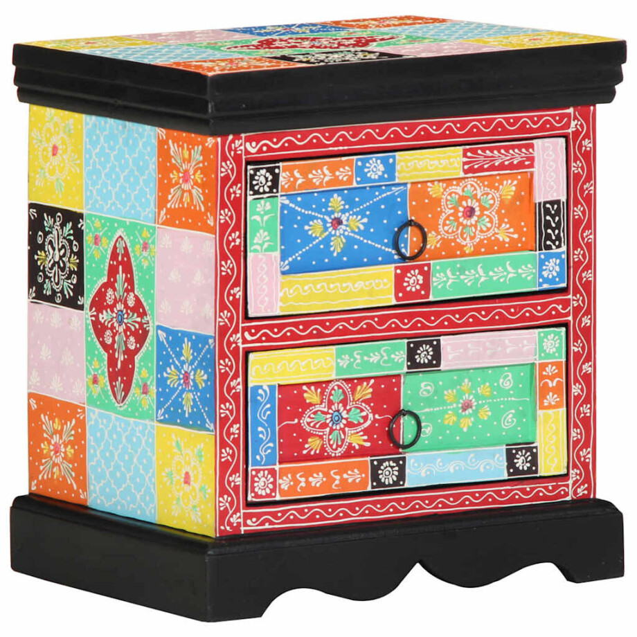 vidaXL Nachtkastje Multikleur 40 x 35 x 45 cm Massief Mango Hout vidaXL Nachtkastje Multikleur 40 x 35 x 45 cm Massief Mango Hout afbeelding 1