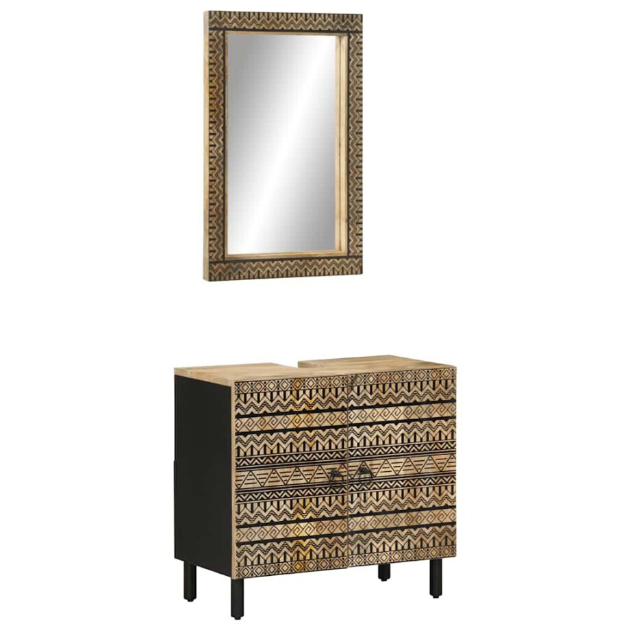 vidaXL 2-delige Badkamermeubelset massief mangohout afbeelding 1