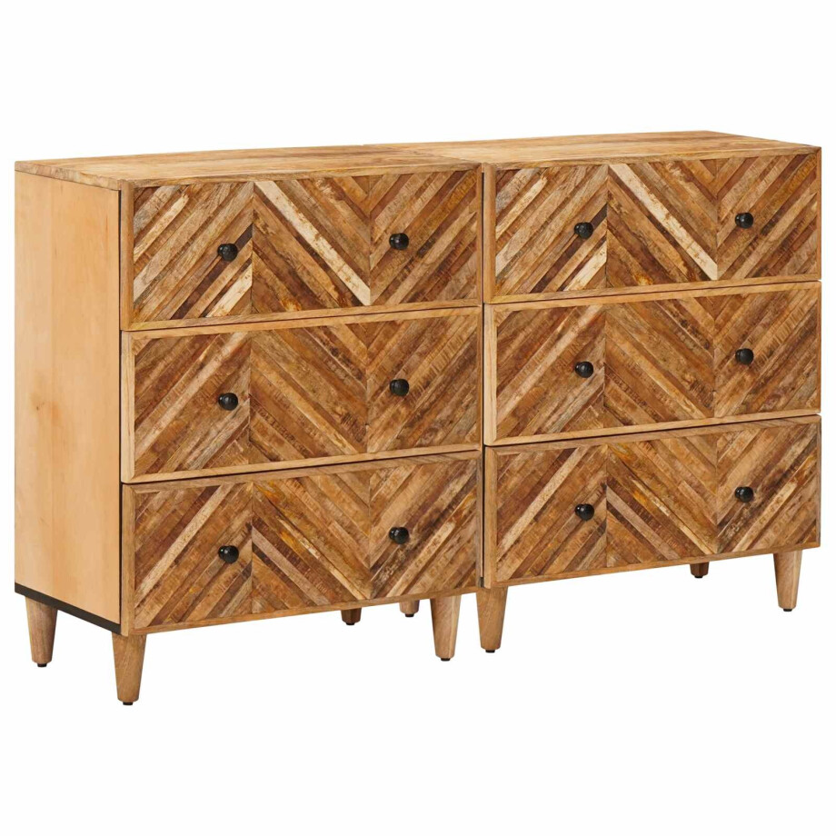 vidaXL Opslagkasten 2 pcs Bruin 60 x 33,5 x 75 cm Massief Mango Hout afbeelding 1