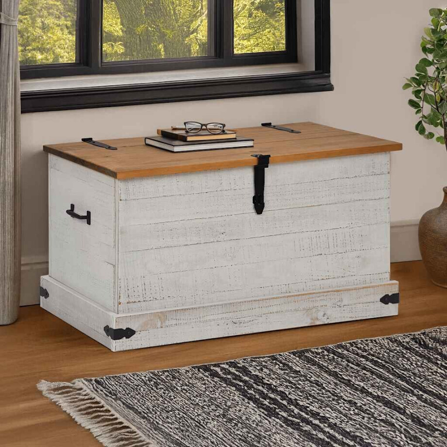 vidaXL Opbergkist HALDEN wit 91x48x47 cm massief grenenhout vidaXL Opbergkist HALDEN wit 91x48x47 cm massief grenenhout afbeelding 1