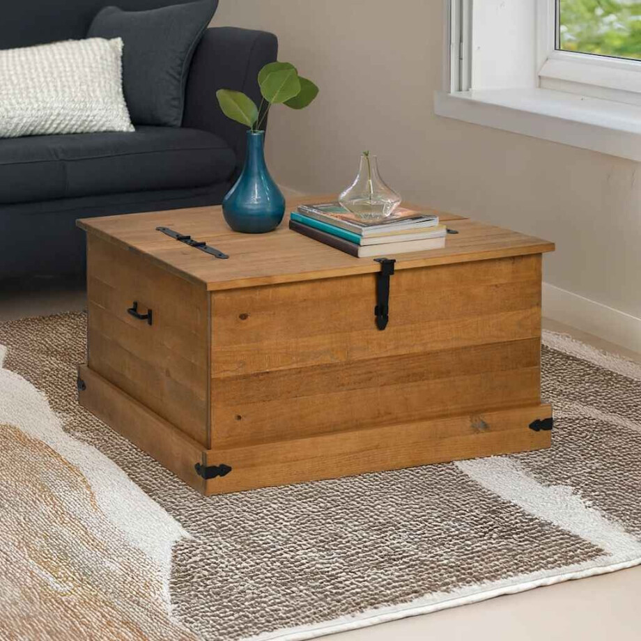 vidaXL Opbergkist HALDEN 91x91x47 cm massief grenenhout afbeelding 1