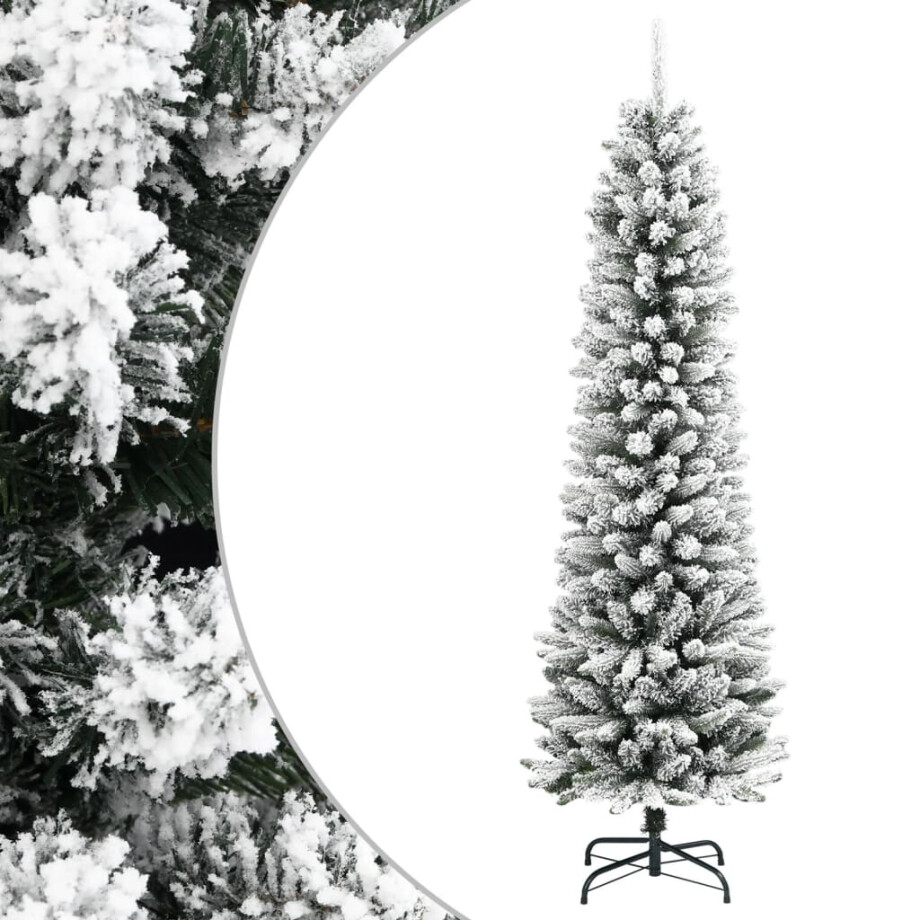 vidaXL Kunstkerstboom met sneeuw smal 210 cm PVC en PE vidaXL Kunstkerstboom met sneeuw smal 210 cm PVC en PE afbeelding 1