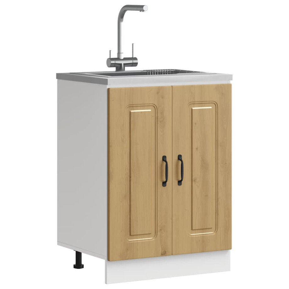 vidaXL Spoelbakonderkast Kalmar 60x46x81,5 cm hout artisanaal eiken afbeelding 1
