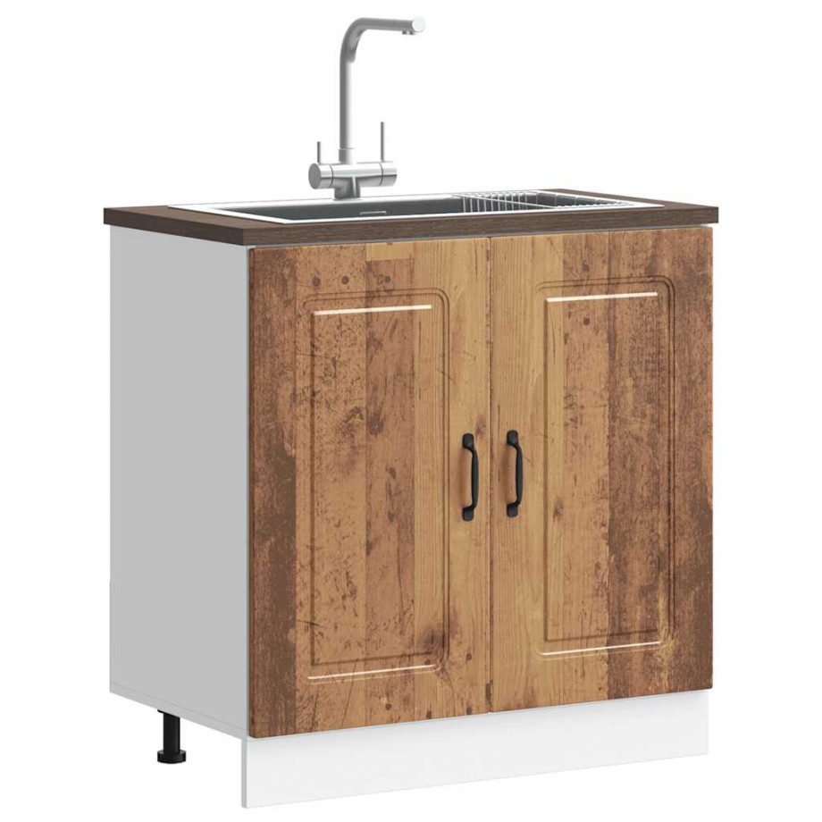 vidaXL Spoelbakonderkast Kalmar 80x46x81,5 cm bewerkt hout oud hout vidaXL Spoelbakonderkast Kalmar 80x46x81,5 cm bewerkt hout oud hout afbeelding 1