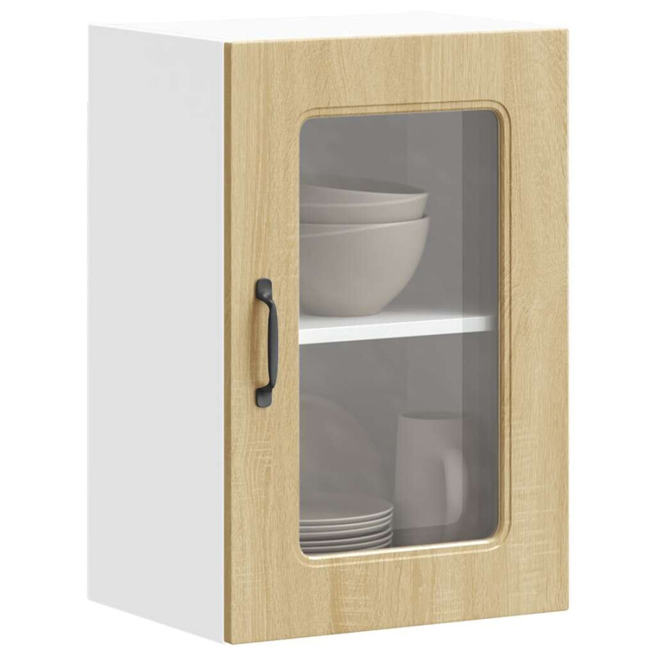 vidaXL Keukenwandkast met glazen deur Kalmar bewerkt hout sonoma eikenkleur vidaXL Keukenwandkast met glazen deur Kalmar bewerkt hout sonoma eikenkleur afbeelding 1