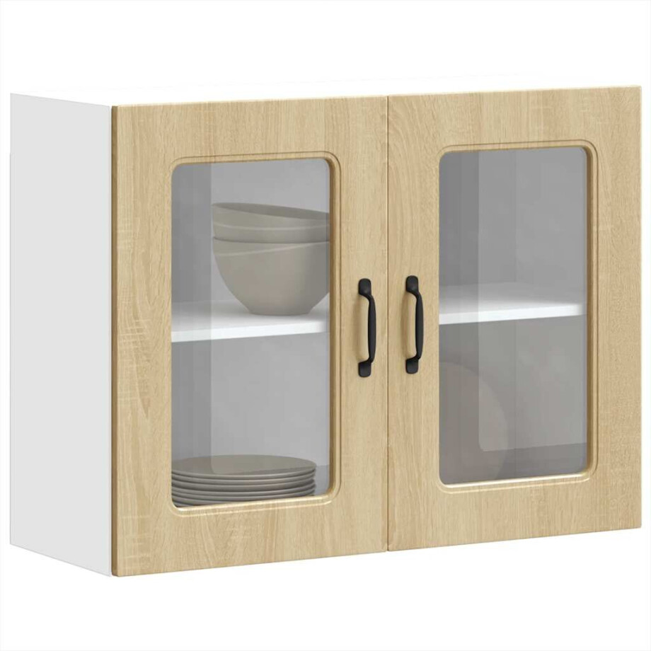 vidaXL Keukenbovenkast met glazen deur Kalmar bewerkt hout sonoma eikenkleur vidaXL Keukenbovenkast met glazen deur Kalmar bewerkt hout sonoma eikenkleur afbeelding 1