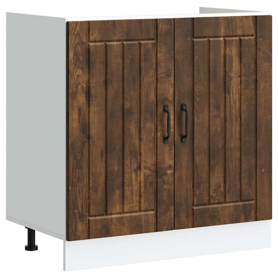 vidaXL Spoelbakonderkast Lucca bewerkt hout gerookt eikenkleurig vidaXL Spoelbakonderkast Lucca bewerkt hout gerookt eikenkleurig afbeelding 1