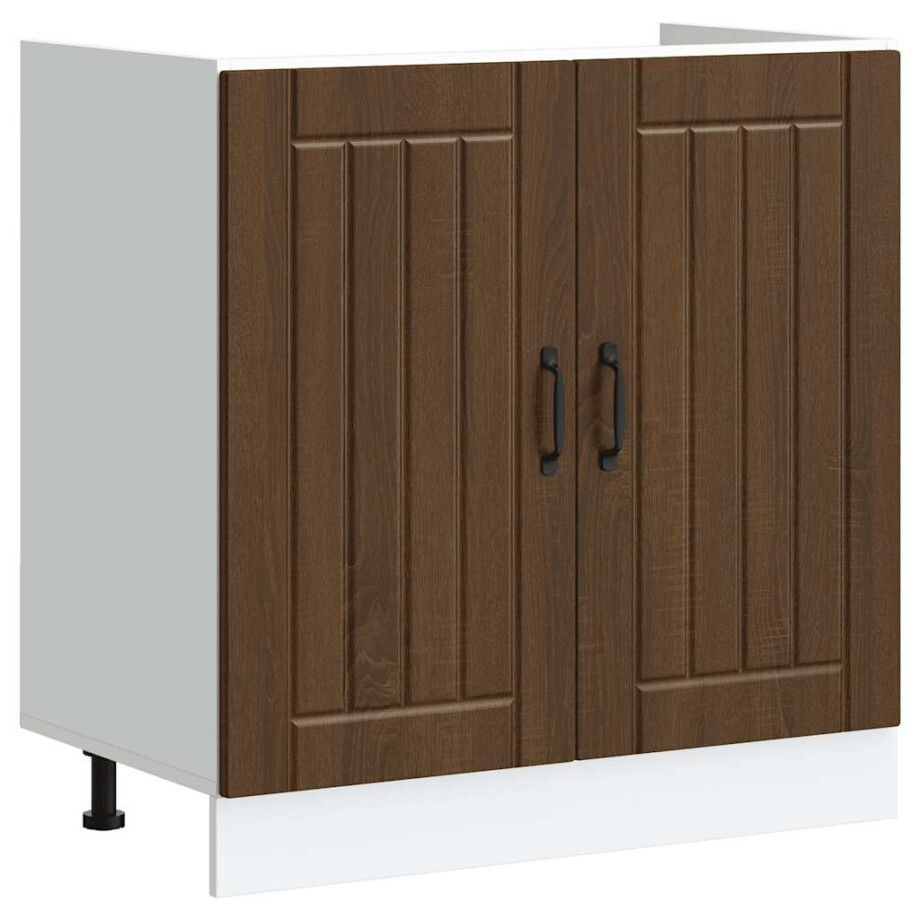 vidaXL Spoelbakonderkast Lucca bewerkt hout bruin eikenkleur vidaXL Spoelbakonderkast Lucca bewerkt hout bruin eikenkleur afbeelding 1