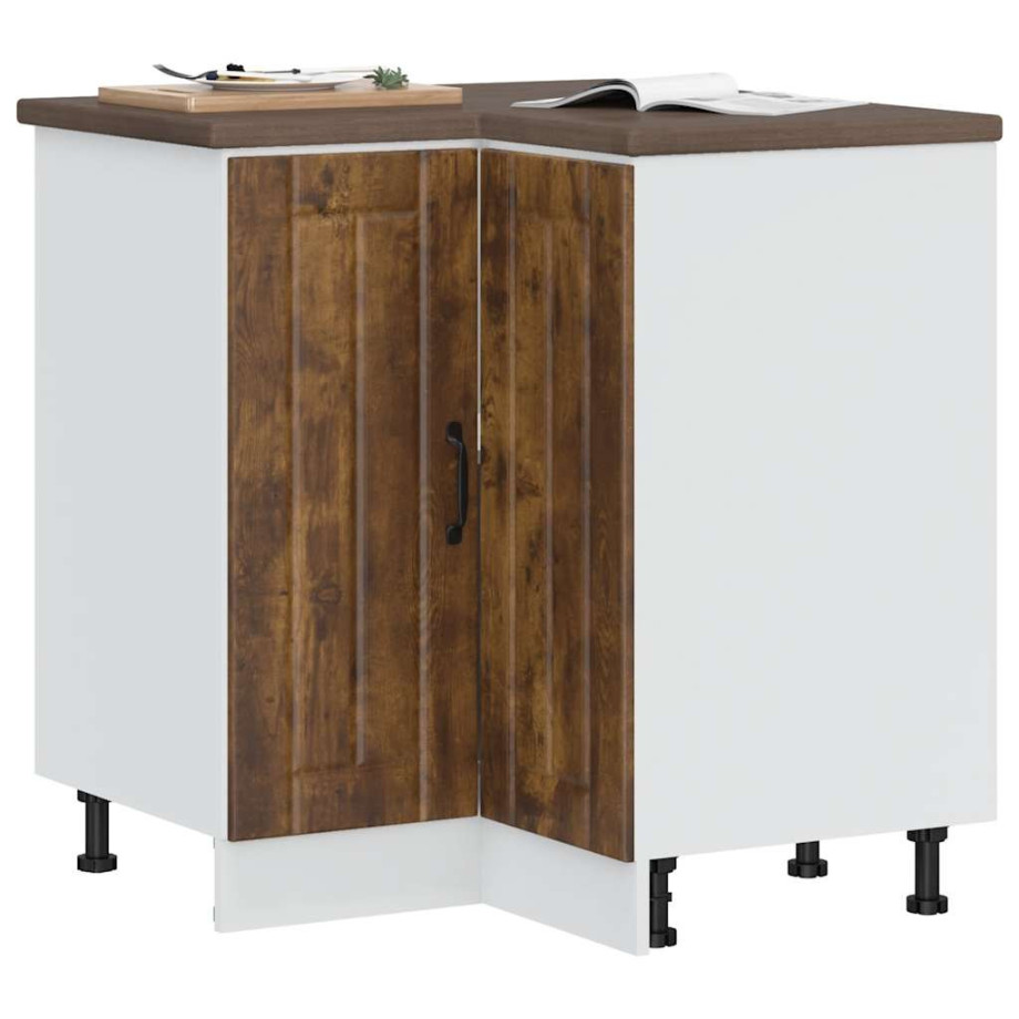 vidaXL Keuken hoekonderkast Lucca bewerkt hout gerookt eikenkleurig vidaXL Keuken hoekonderkast Lucca bewerkt hout gerookt eikenkleurig afbeelding 1