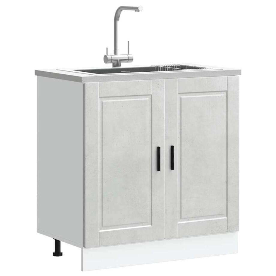 vidaXL Spoelbakonderkast Porto 80x46x81,5 cm bewerkt hout betongrijs afbeelding 1