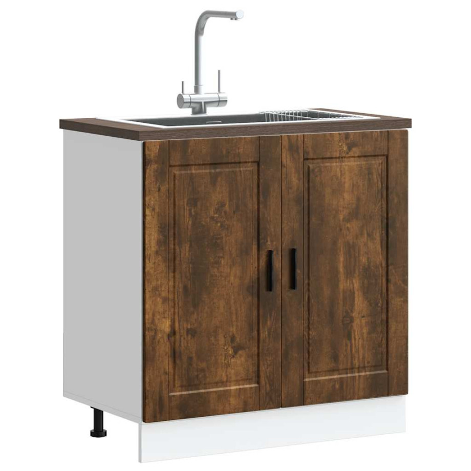 vidaXL Spoelbakonderkast Porto 80x46x81,5cm bewerkt hout gerookt eiken afbeelding 1