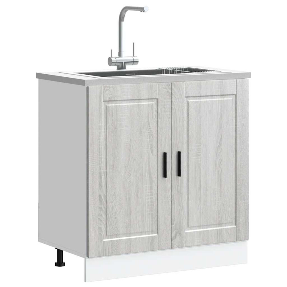 vidaXL Spoelbakonderkast Porto 80x46x81,5 cm bewerkt hout grijs sonoma vidaXL Spoelbakonderkast Porto 80x46x81,5 cm bewerkt hout grijs sonoma afbeelding 1