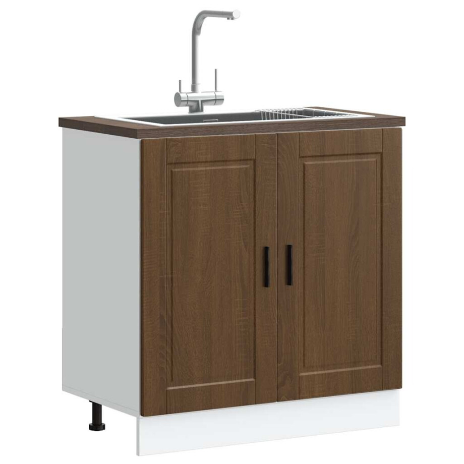 vidaXL Spoelbakonderkast Porto 80x46x81,5 cm bewerkt hout bruin eiken afbeelding 1