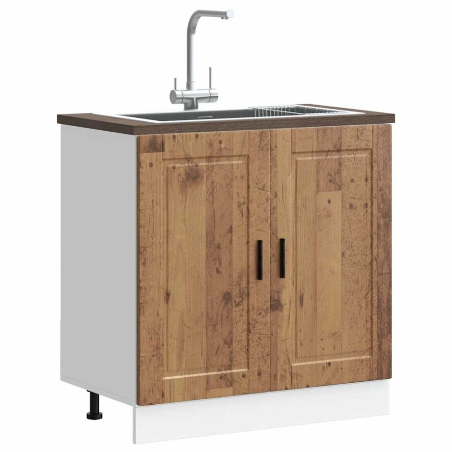 vidaXL Spoelbakonderkast Porto 80x46x81,5 cm bewerkt hout oud hout afbeelding 1