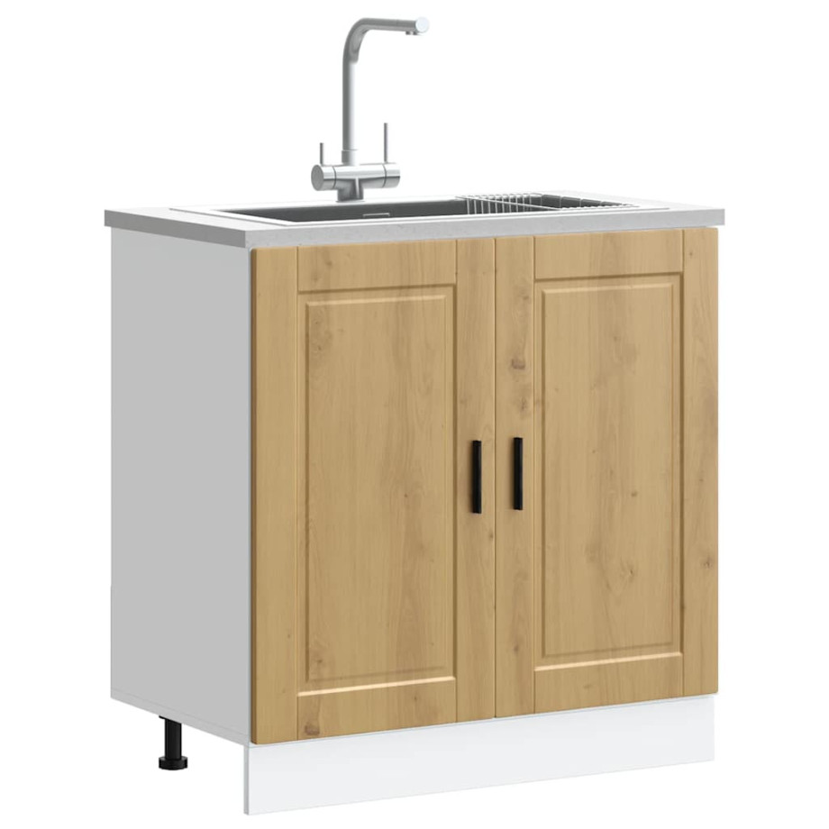 vidaXL Spoelbakonderkast Porto 80x46x81,5 cm hout artisanaal eiken vidaXL Spoelbakonderkast Porto 80x46x81,5 cm hout artisanaal eiken afbeelding 1