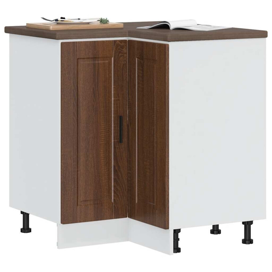 vidaXL Keuken hoekonderkast "Porto" bewerkt hout bruin eikenkleur afbeelding 1