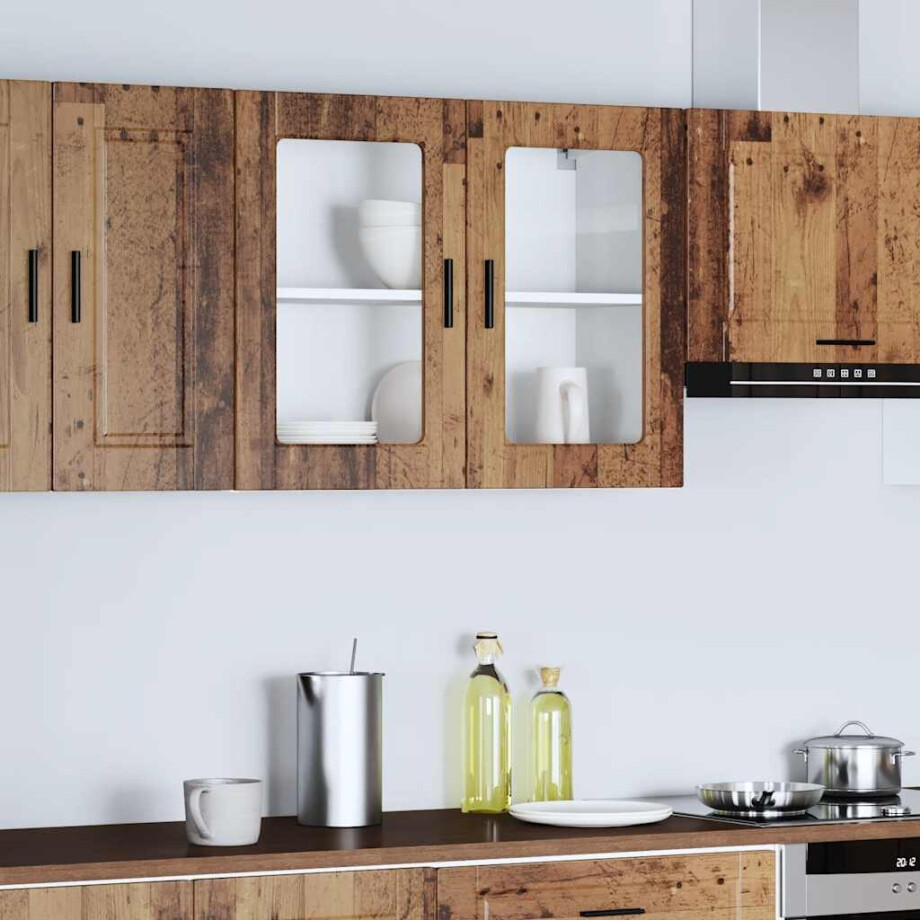 vidaXL Keukenbovenkast met glazen deur Porto oud houtkleurig afbeelding 1