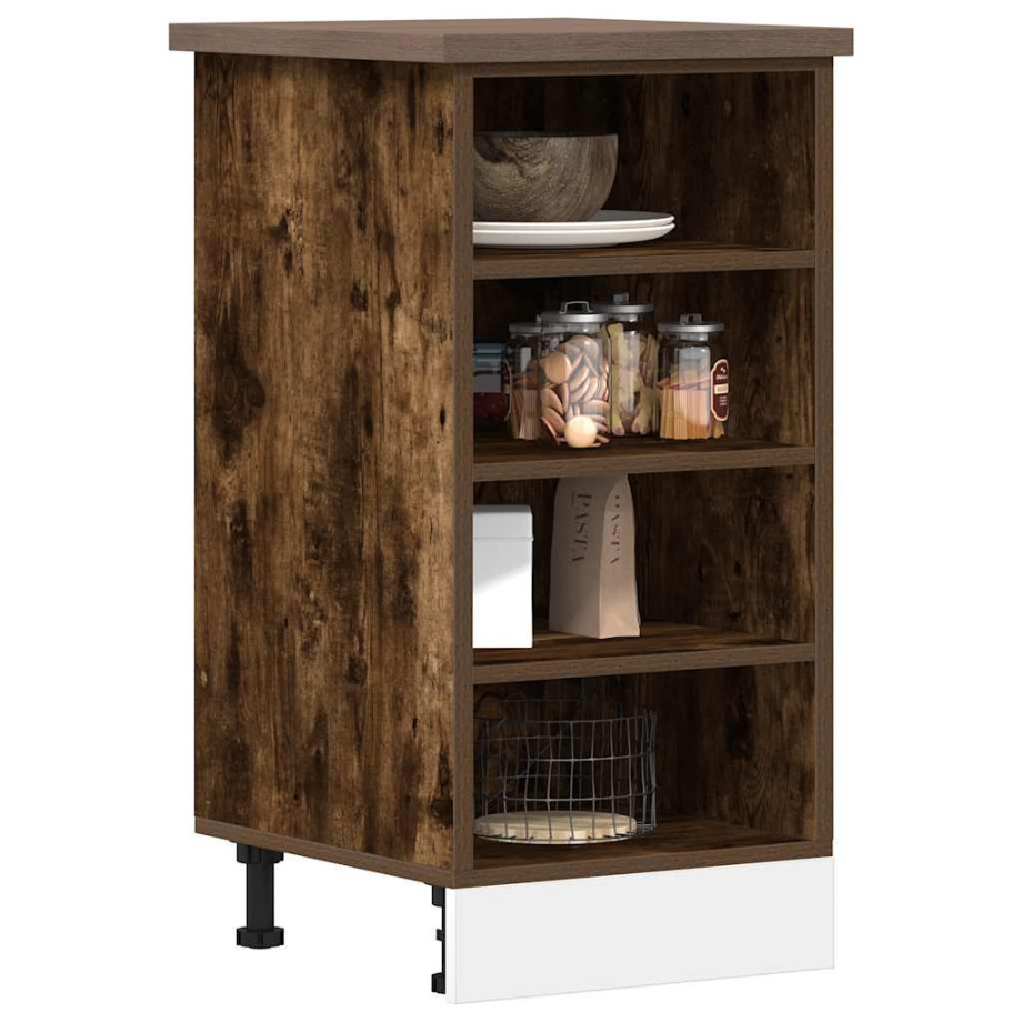 vidaXL Onderkast Riga 40x44,5x81,5 cm bewerkt hout gerookt eikenkleurig vidaXL Onderkast Riga 40x44,5x81,5 cm bewerkt hout gerookt eikenkleurig afbeelding 1