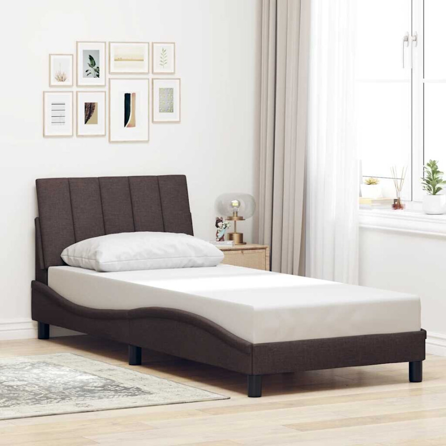 vidaXL Bedframe zonder matras "Hanko" 80x200 cm stof donkerbruin vidaXL Bedframe zonder matras "Hanko" 80x200 cm stof donkerbruin afbeelding 1