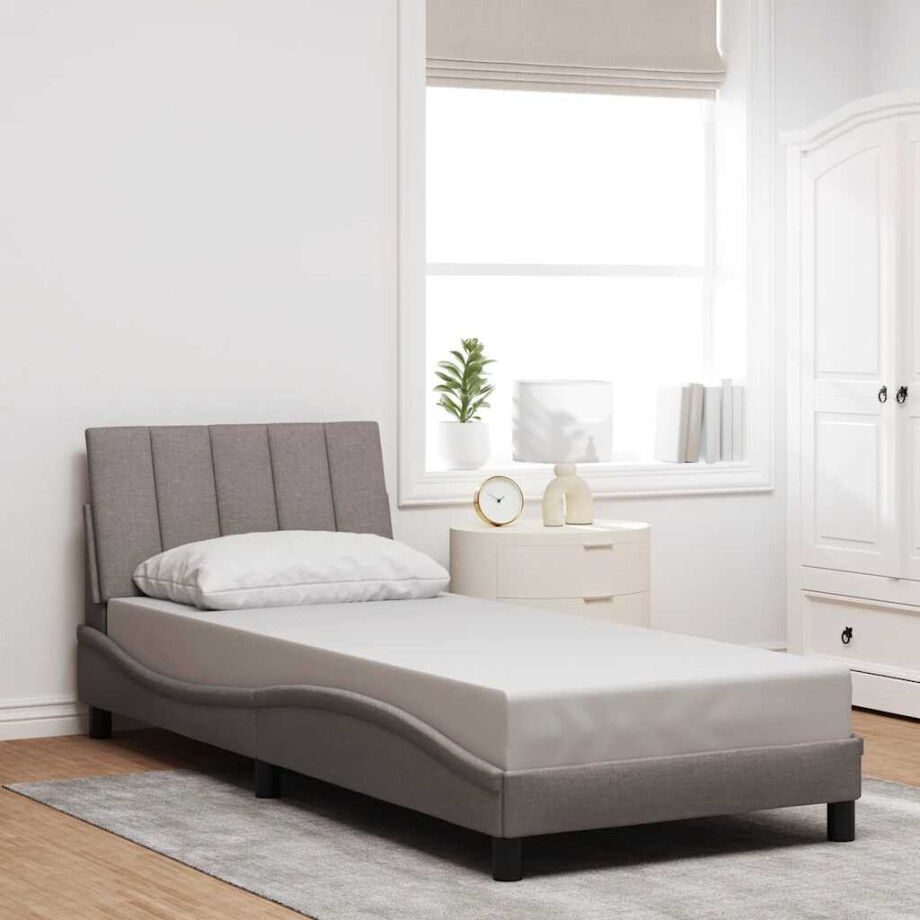 vidaXL Bedframe zonder matras "Hanko" 90x190 cm stof taupe afbeelding 1