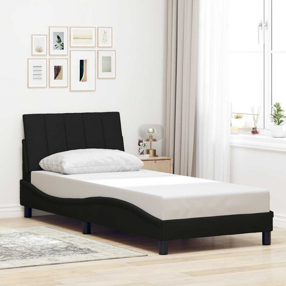vidaXL Bedframe zonder matras "Hanko" 90x200 cm stof zwart afbeelding 1