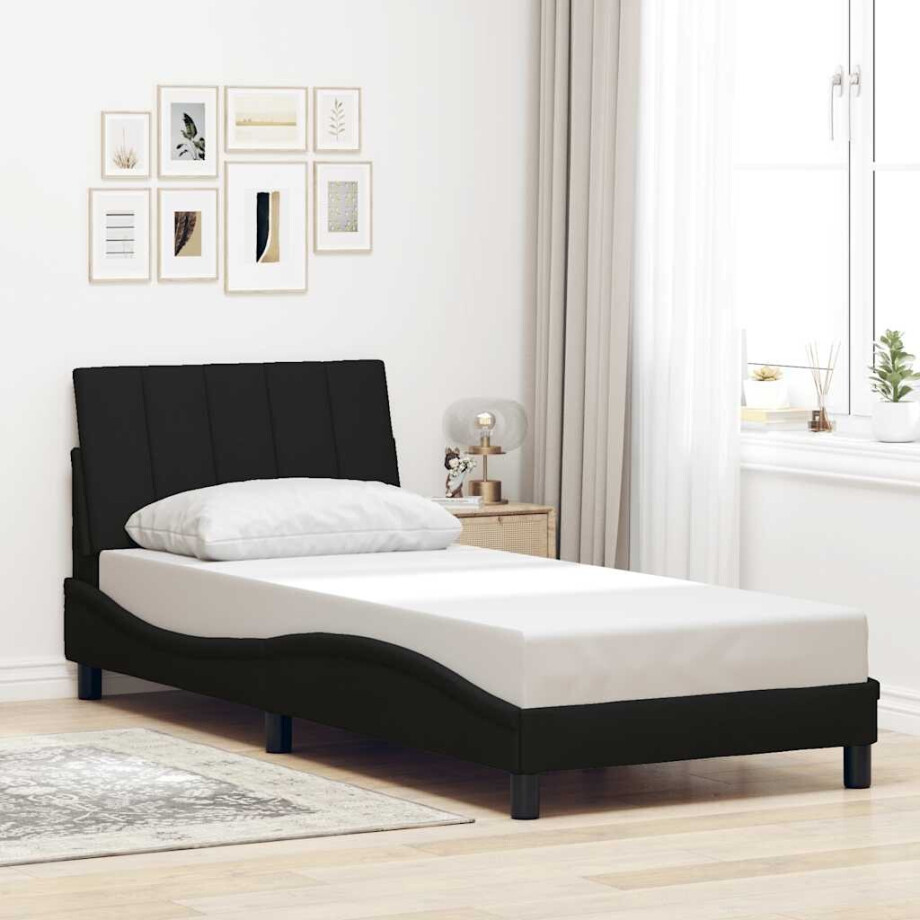 vidaXL Bedframe zonder matras "Hanko" 90x200 cm stof zwart afbeelding 1