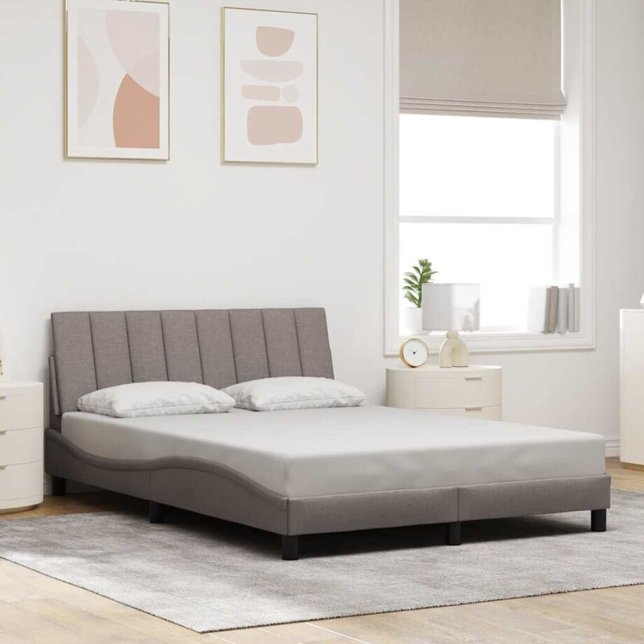vidaXL Bedframe zonder matras "Hanko" stof taupe 140x190 cm vidaXL Bedframe zonder matras "Hanko" stof taupe 140x190 cm afbeelding 1