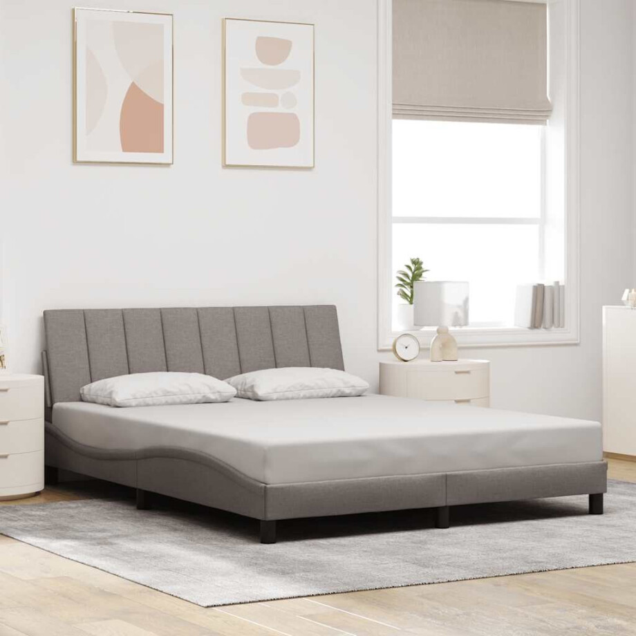 vidaXL Bedframe zonder matras "Hanko" stof taupe 160x200 cm afbeelding 1