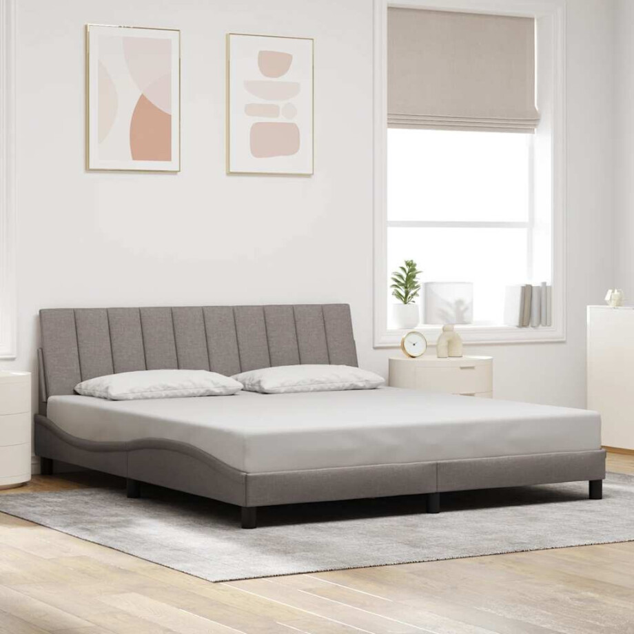 vidaXL Bedframe zonder matras "Hanko" stof taupe 180x200 cm afbeelding 1