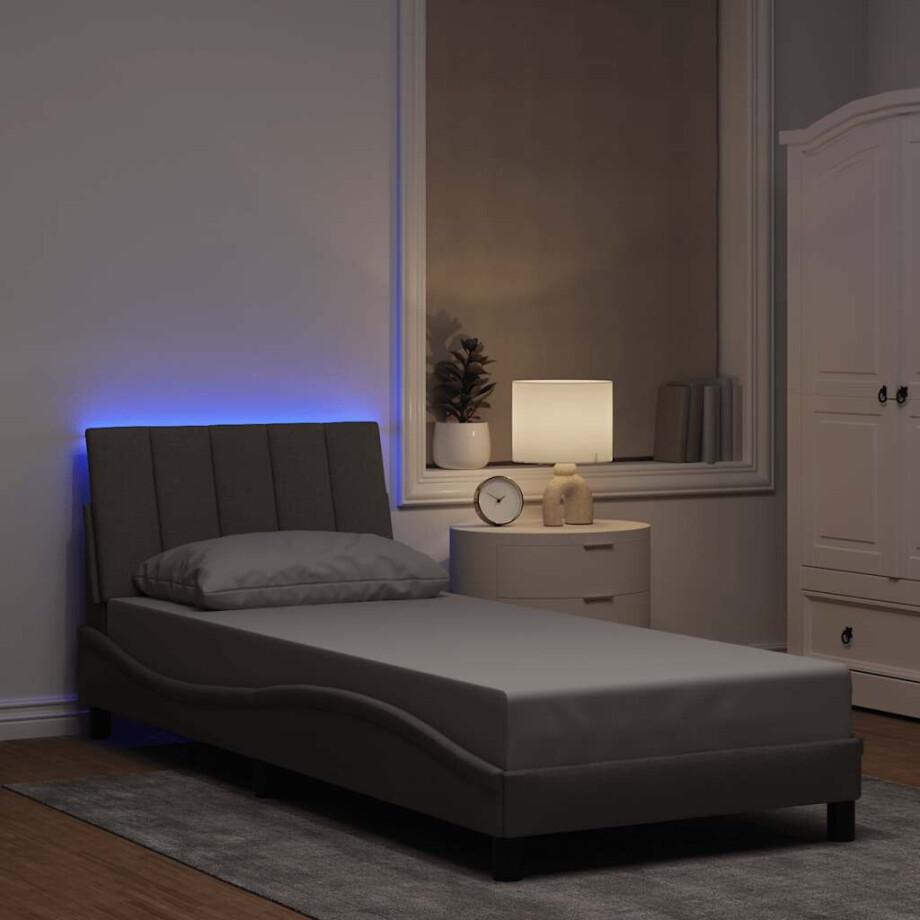 vidaXL Bedframe zonder matras "Hanko" 90x200 cm stof taupe vidaXL Bedframe zonder matras "Hanko" 90x200 cm stof taupe afbeelding 1