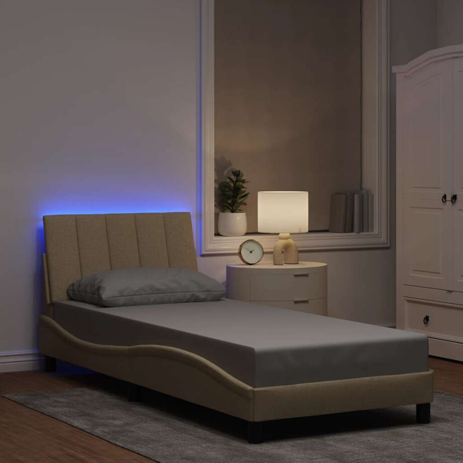 vidaXL Bedframe zonder matras "Hanko" 90x200 cm stof crèmekleurig vidaXL Bedframe zonder matras "Hanko" 90x200 cm stof crèmekleurig afbeelding 1