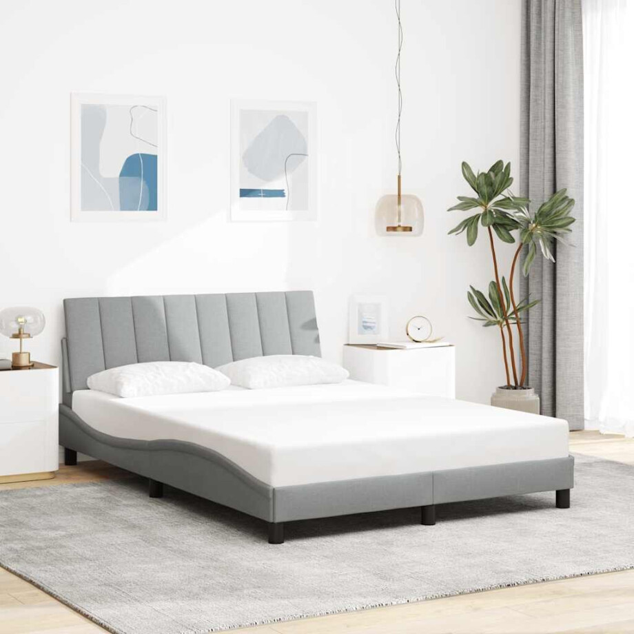 vidaXL Bedframe zonder matras "Hanko" 120x200 cm stof lichtgrijs vidaXL Bedframe zonder matras "Hanko" 120x200 cm stof lichtgrijs afbeelding 1