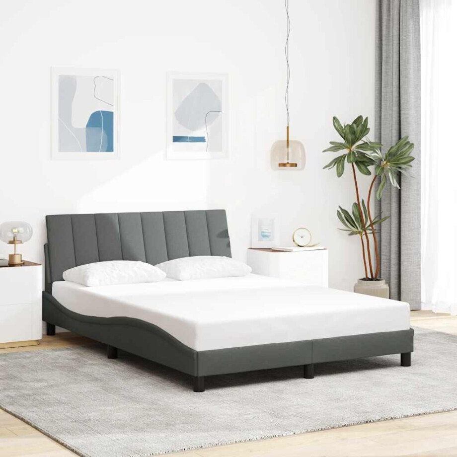 vidaXL Bedframe zonder matras "Hanko" 120x200 cm stof donkergrijs vidaXL Bedframe zonder matras "Hanko" 120x200 cm stof donkergrijs afbeelding 1