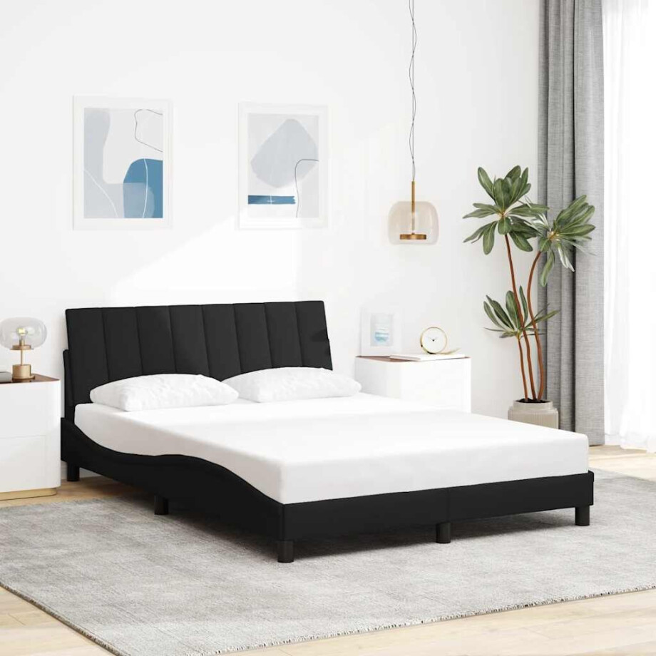 vidaXL Bedframe zonder matras "Hanko" 120x200 cm stof zwart afbeelding 1