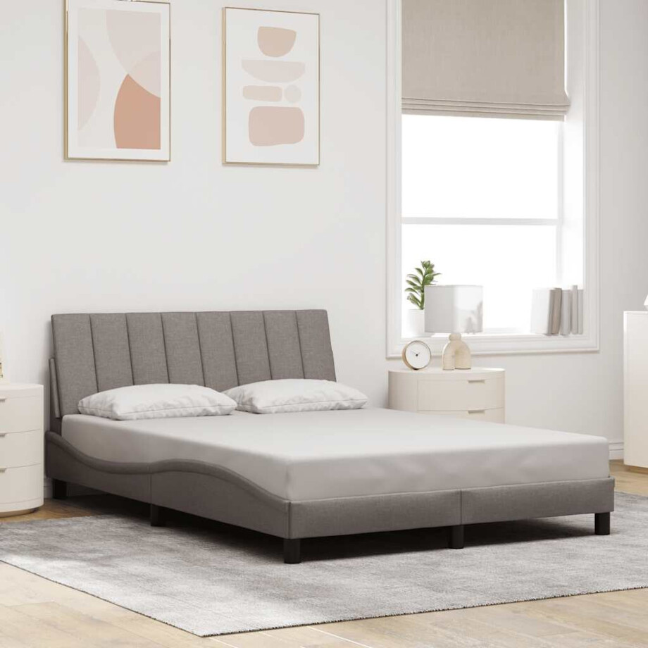 vidaXL Bedframe zonder matras "Hanko" stof taupe 140x190 cm vidaXL Bedframe zonder matras "Hanko" stof taupe 140x190 cm afbeelding 1