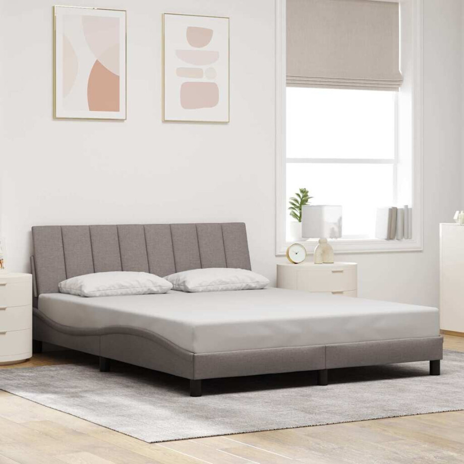 vidaXL Bedframe zonder matras "Hanko" stof taupe 160x200 cm afbeelding 1