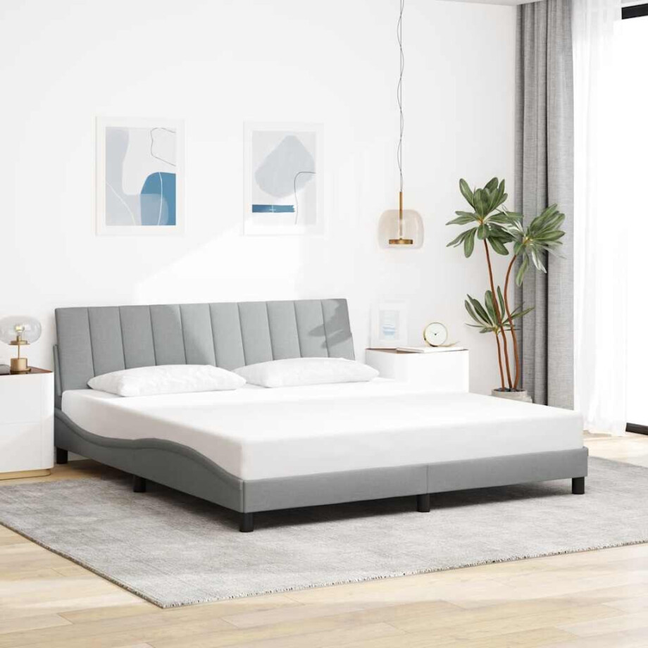 vidaXL Bedframe zonder matras "Hanko" stof lichtgrijs 180x200 cm afbeelding 1