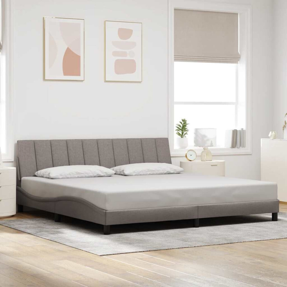 vidaXL Bedframe zonder matras "Hanko" stof taupe 200x200 cm afbeelding 1