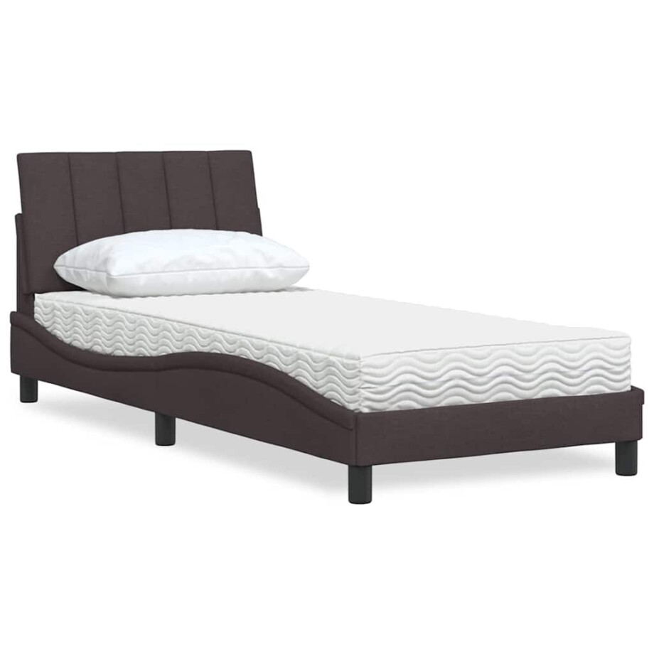 vidaXL Bed met matras "Hanko" stof donkerbruin 90x190 cm vidaXL Bed met matras "Hanko" stof donkerbruin 90x190 cm afbeelding 1