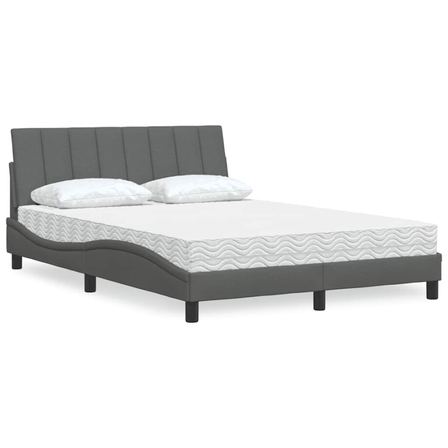 vidaXL Bed met matras "Hanko" stof donkergrijs 120x200 cm afbeelding 1