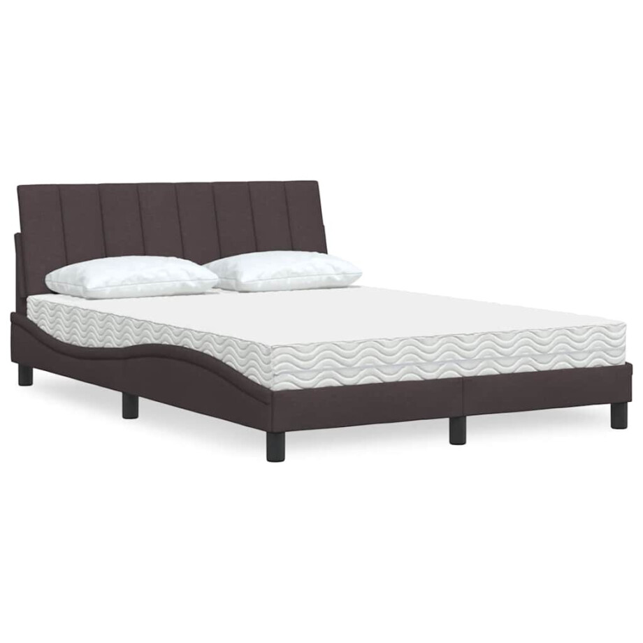 vidaXL Bed met matras "Hanko" stof donkerbruin 120x200 cm afbeelding 1
